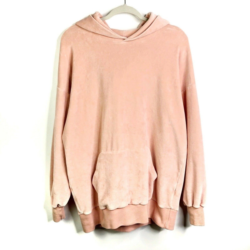 Aritzia Golden by TNA Saramago Hoodie Oversized Velour Sweatshirt Peach Small